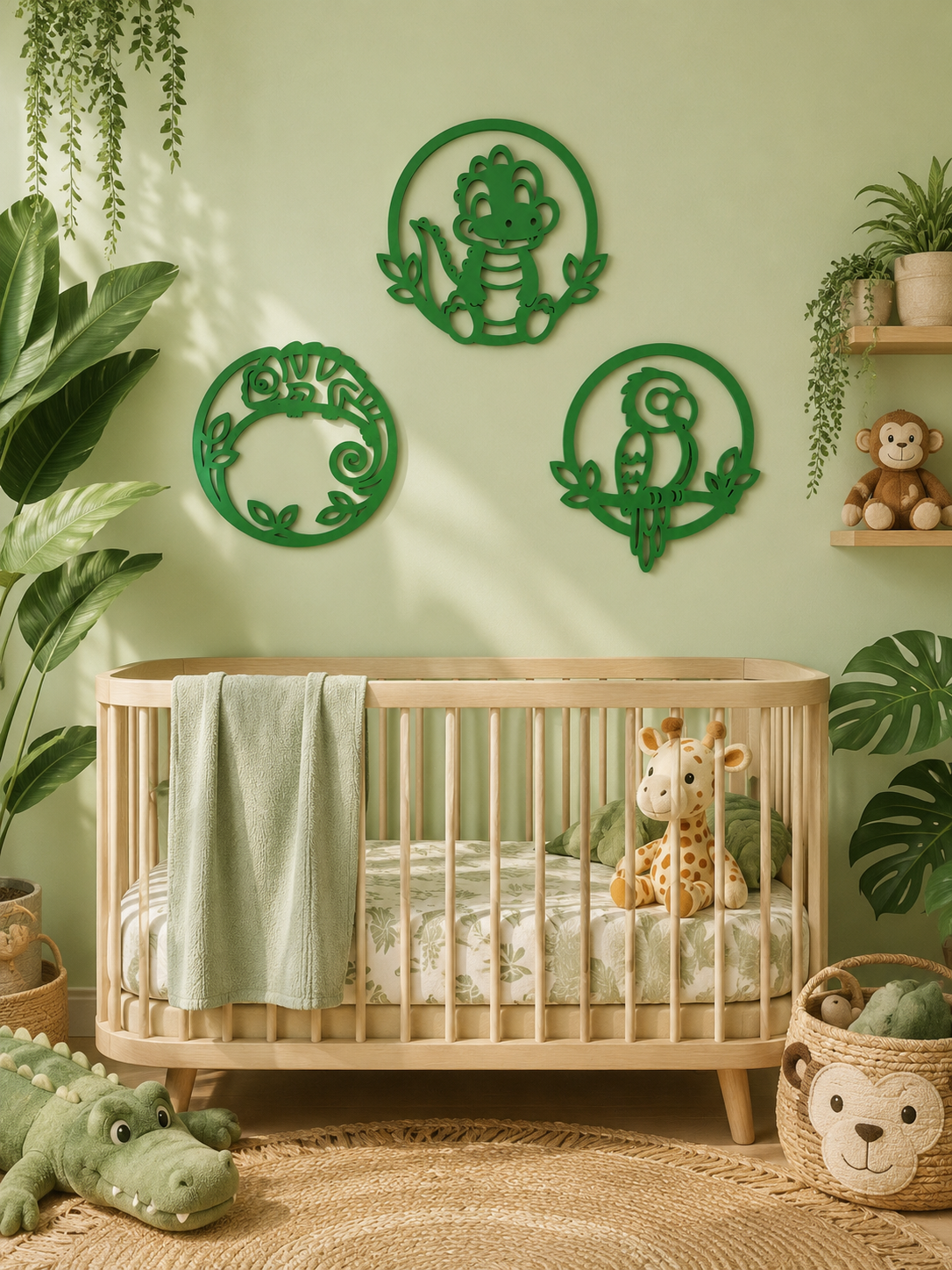 Arte para paredes: marco redondo decorativo de cocodrilo
